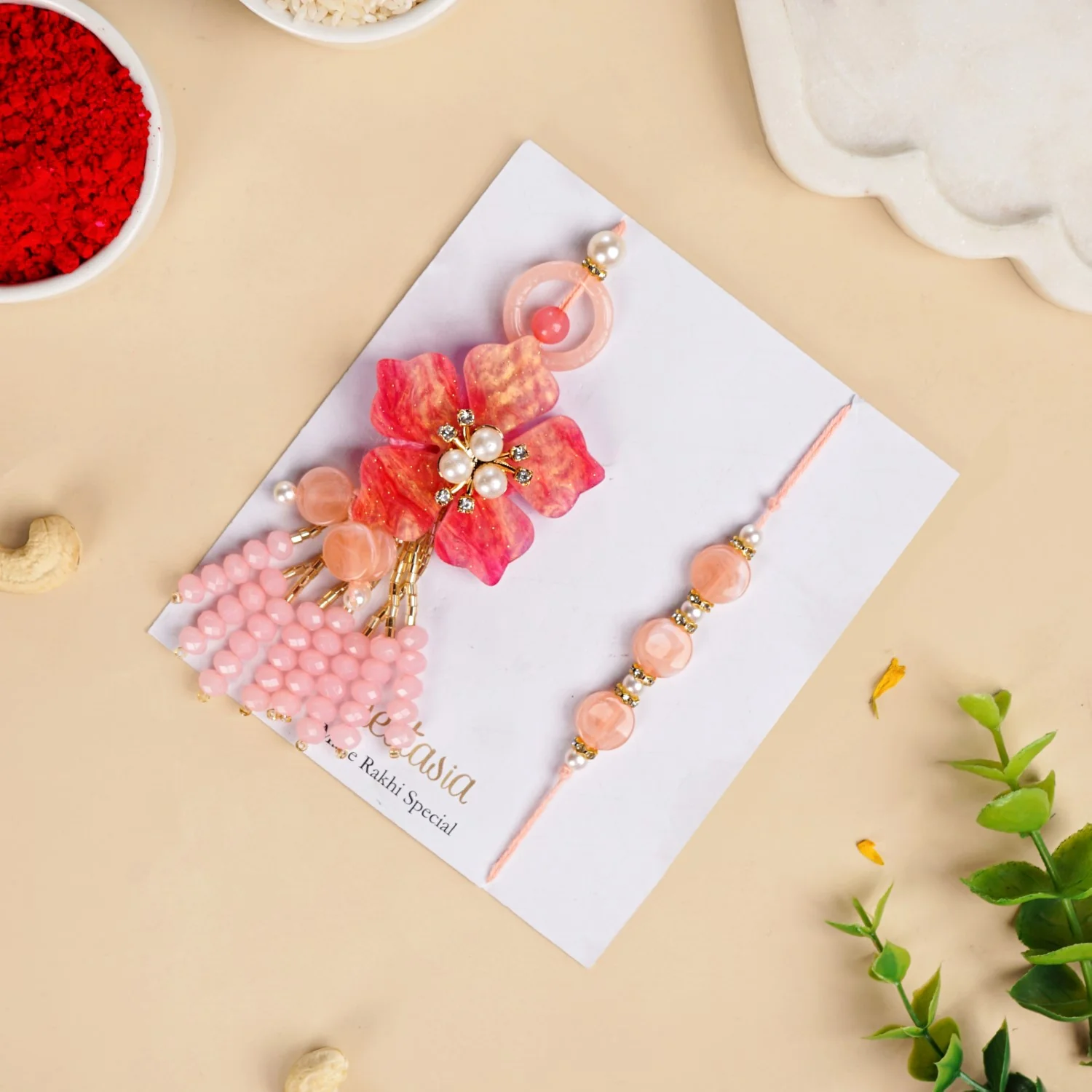 Rose Rakhi Lumba Set For Bhaiya And Bhabhi - Image 4
