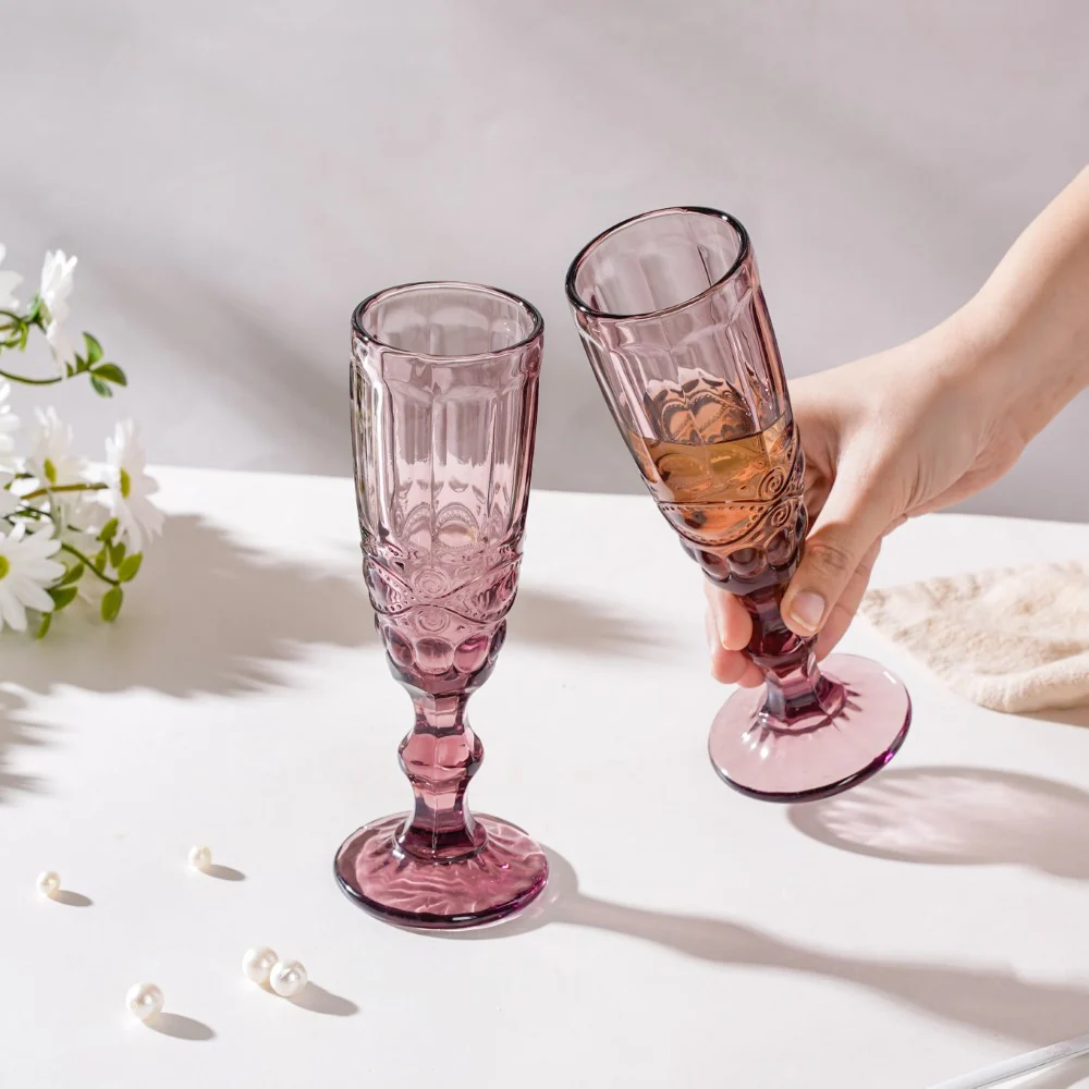 Rose Stemmed Glass Mauve Set Of 6 150 ml - Image 2