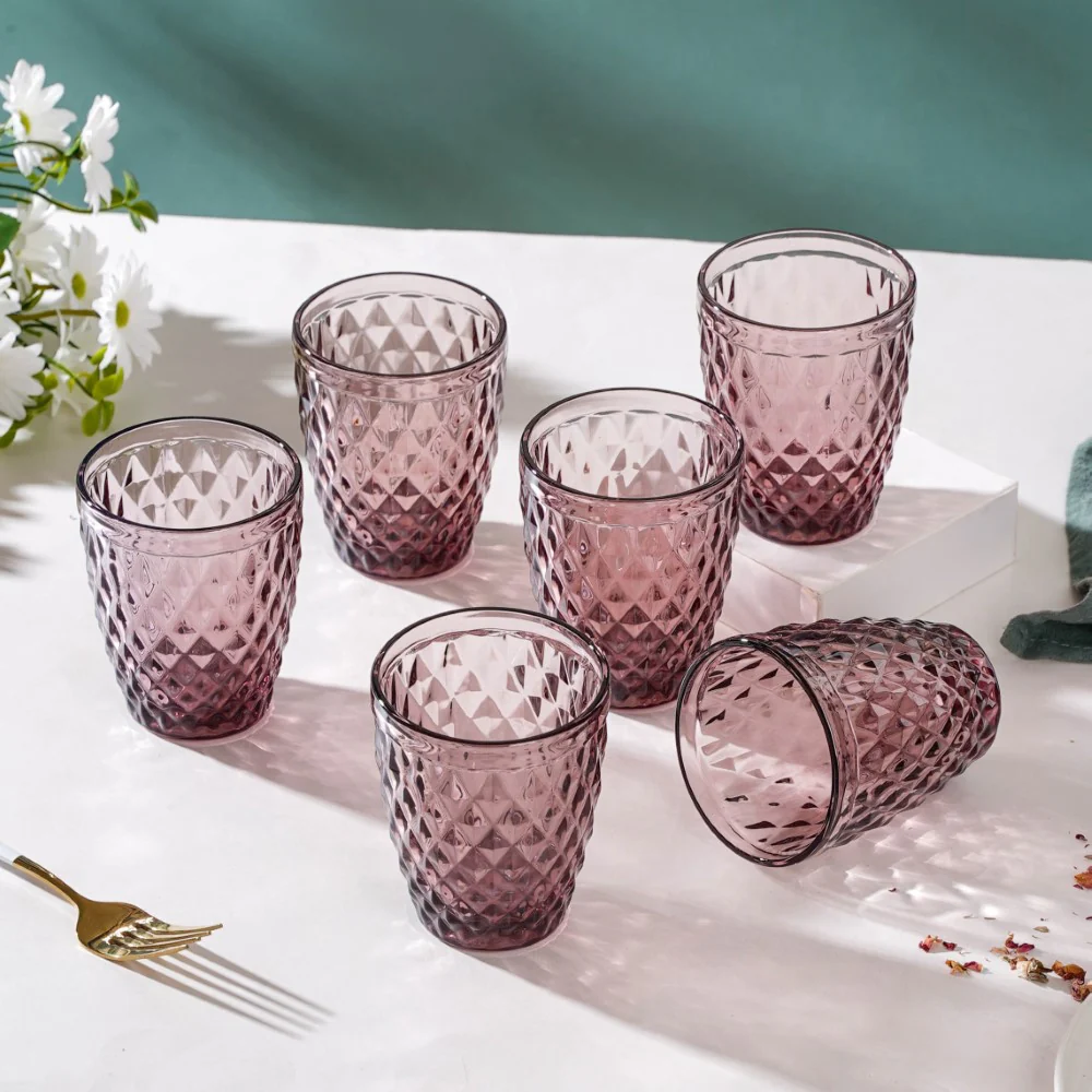 Rose Water Glass Mauve Set Of 6 250 ml - Image 4