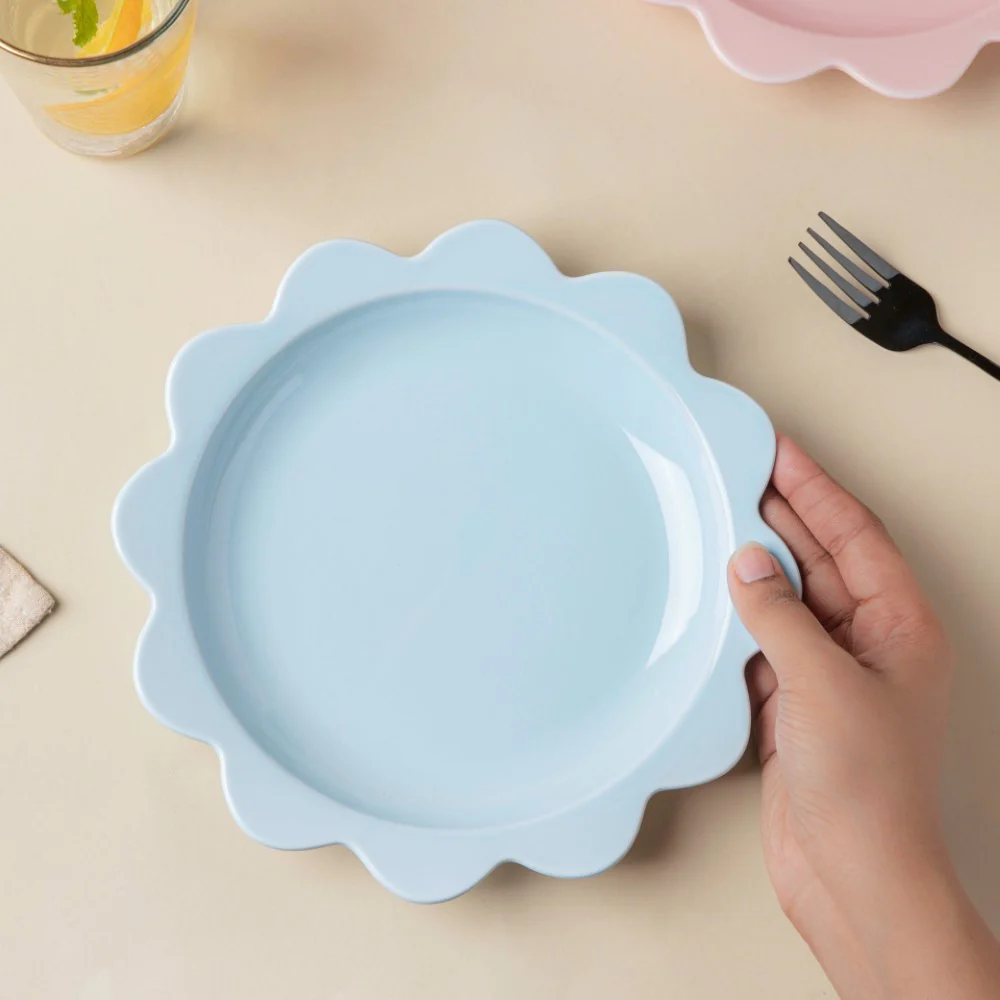 Rosette Ceramic Snack Plate Blue 8.5 Inch - Image 4