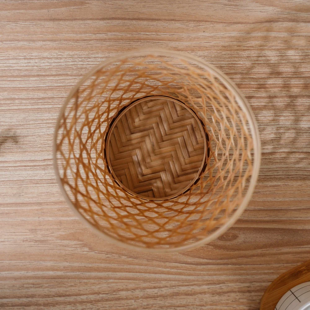 Round Patterned Bamboo Utility Basket - Image 10