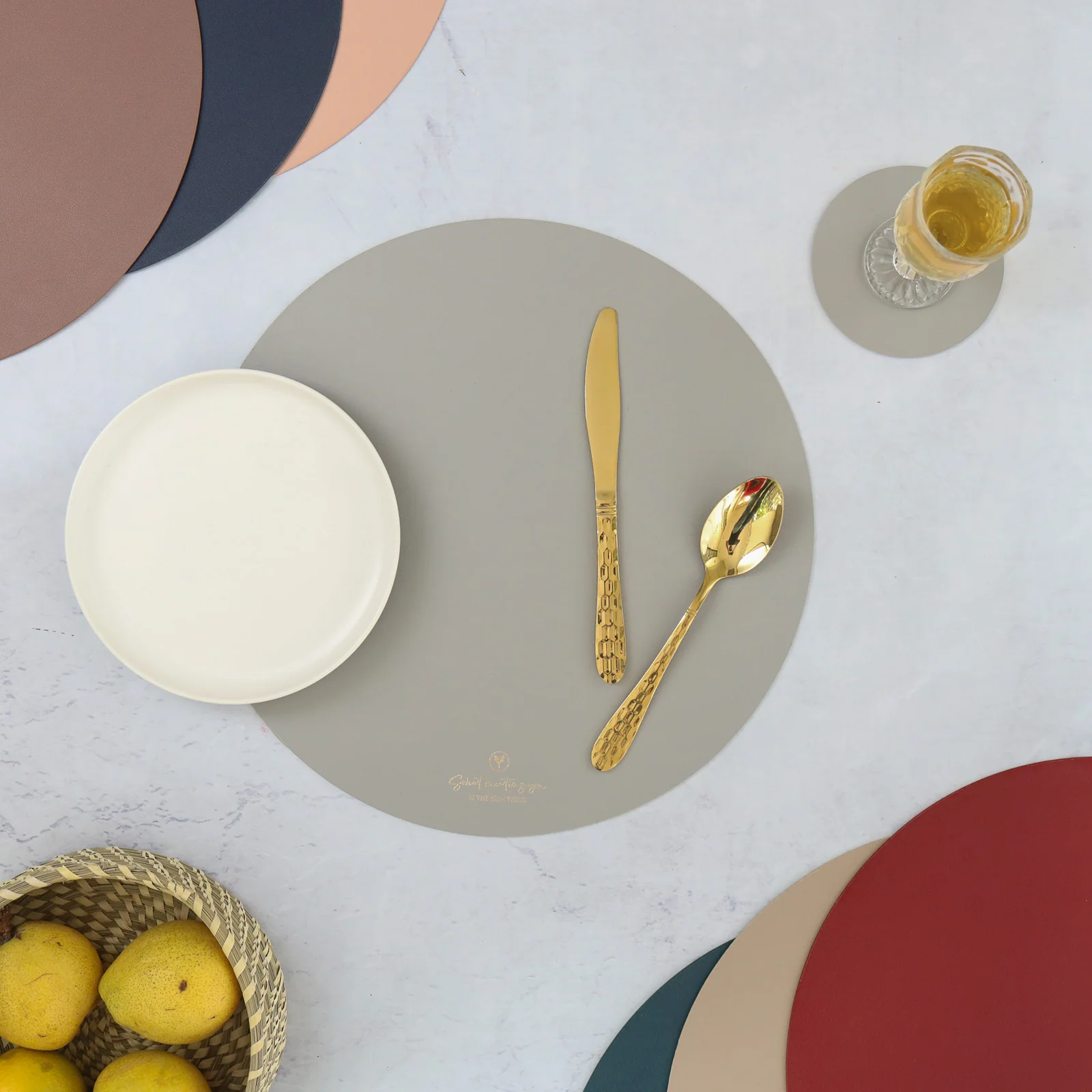 Round Placemat Grey Set of 2 - Image 2