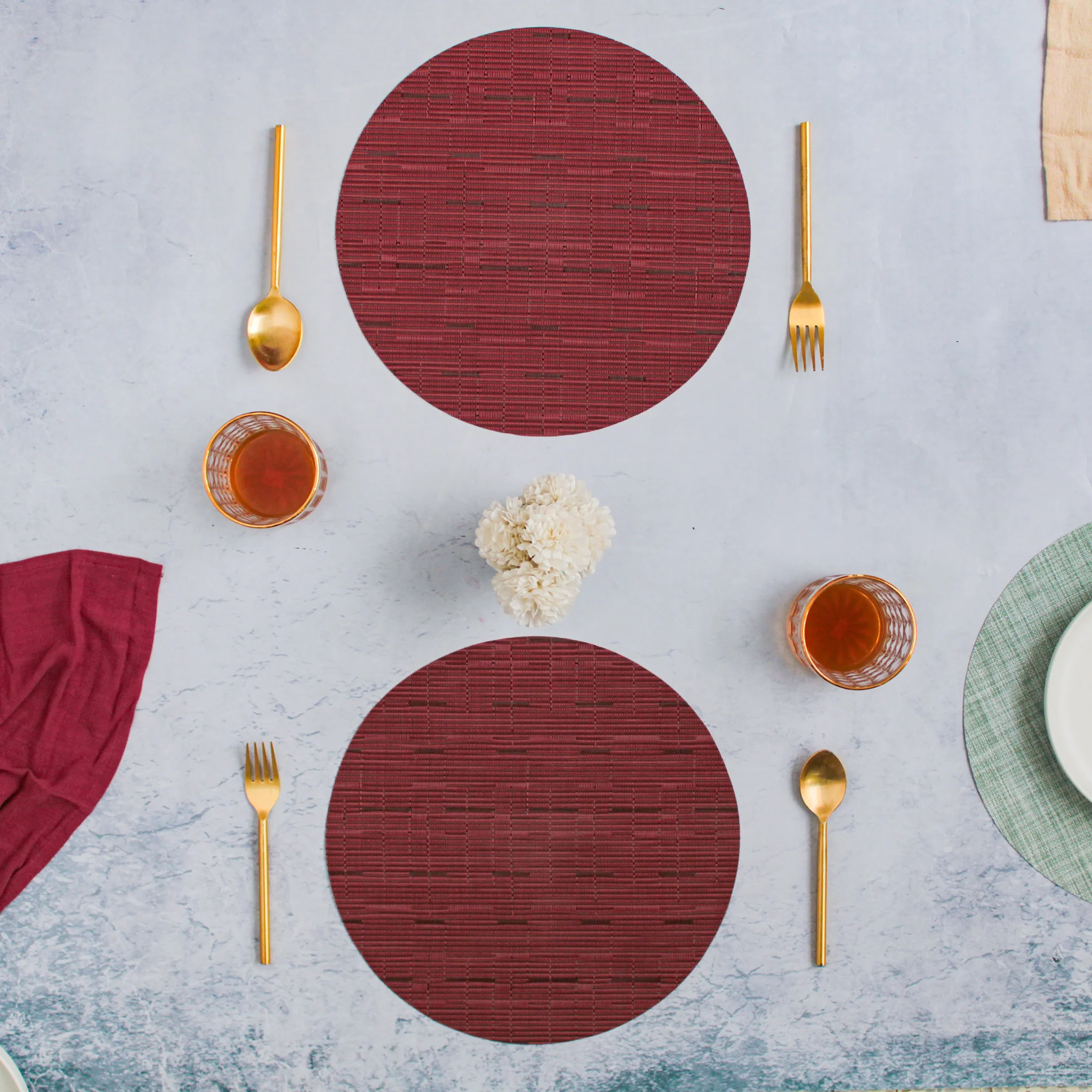 Round Placemat Maroon Set of 4