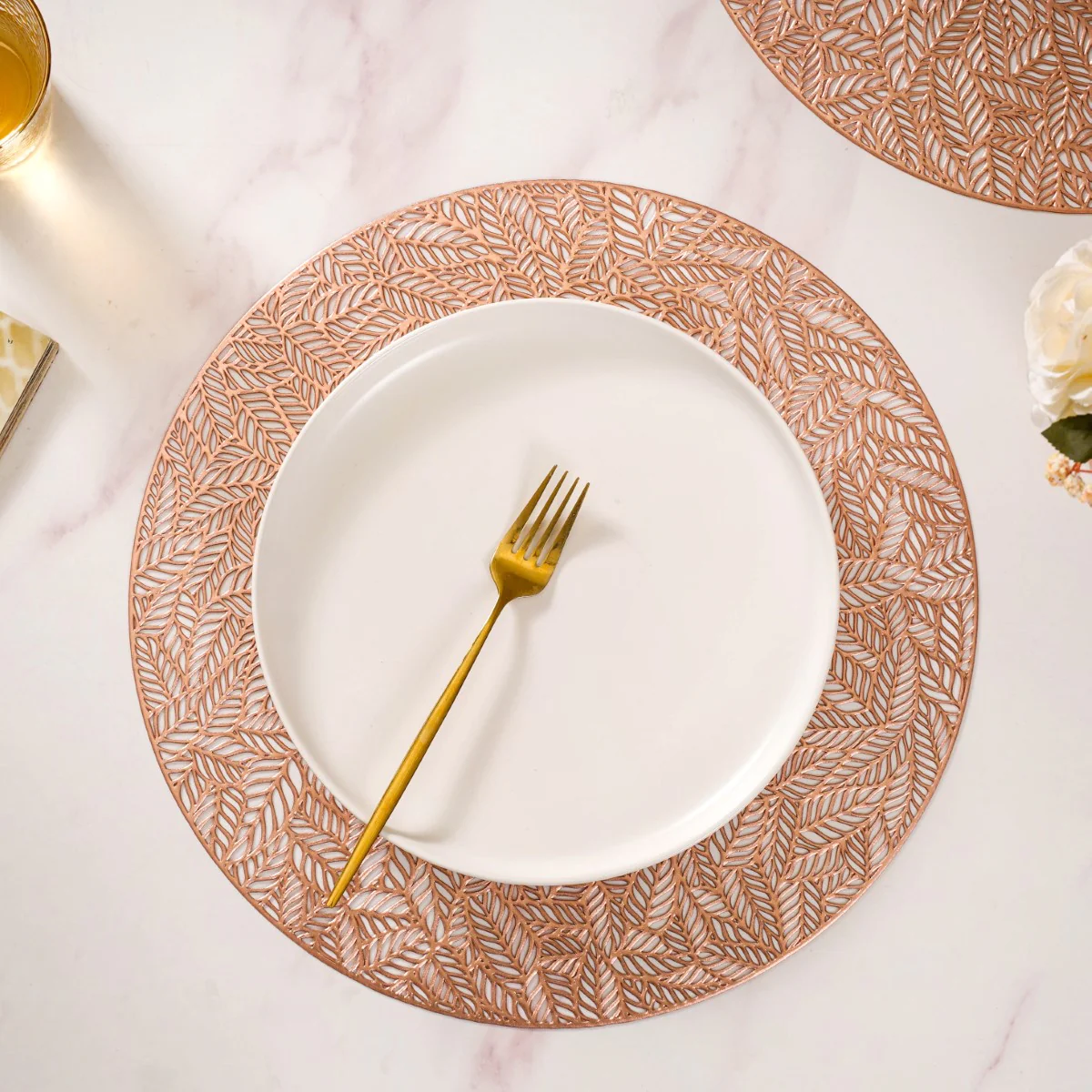 Round Rose Gold Cutwork Table Mat Set Of 6 - Image 6