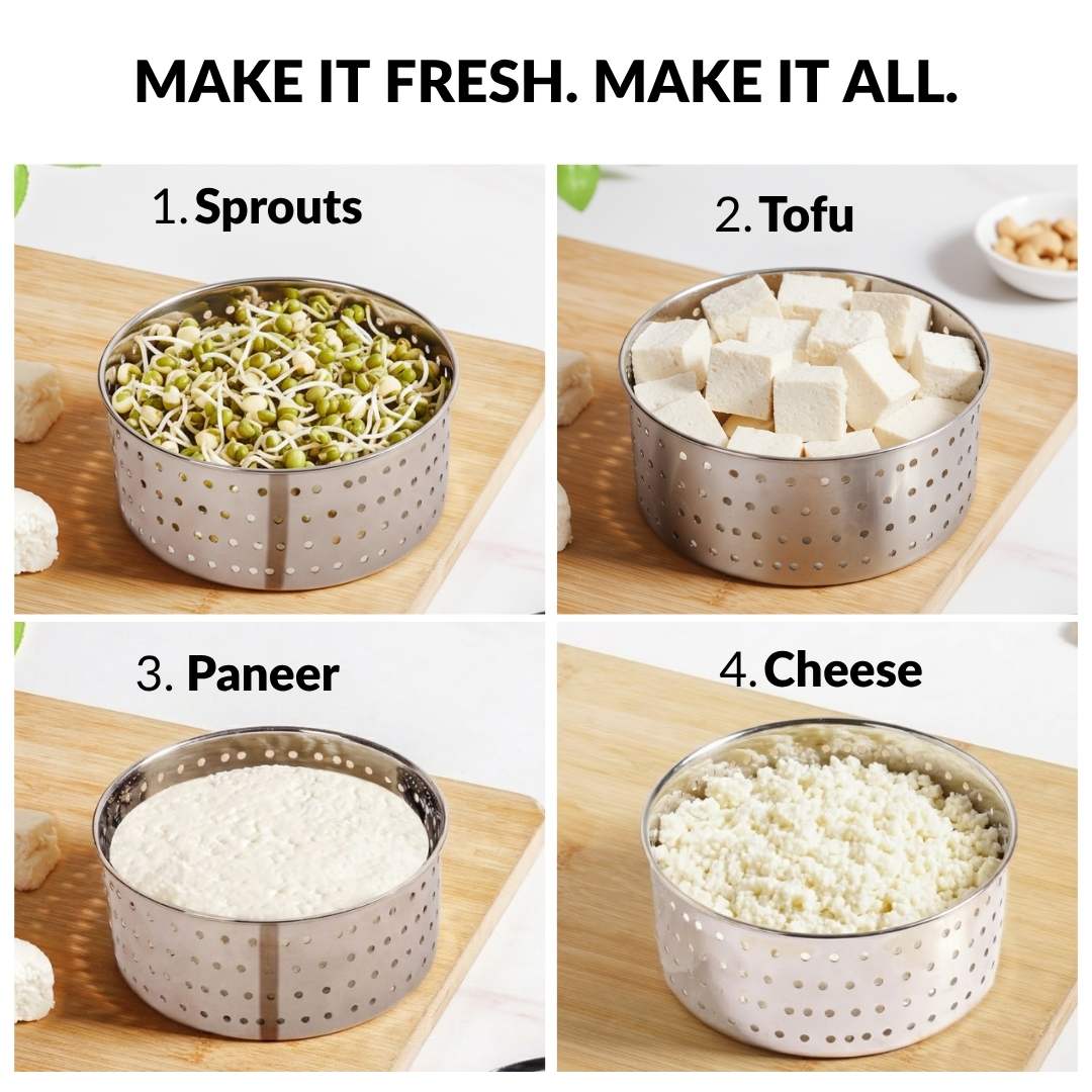 Round Stainless Steel Paneer Maker Mould Press 550ml - Image 9