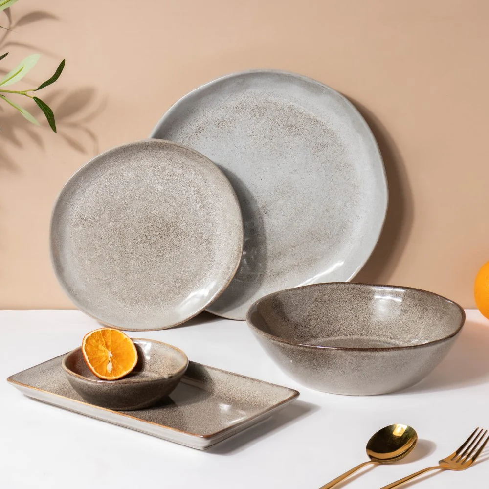 Rustic Handmade Ceramic Snack Plate Grey 8 Inch - Image 10