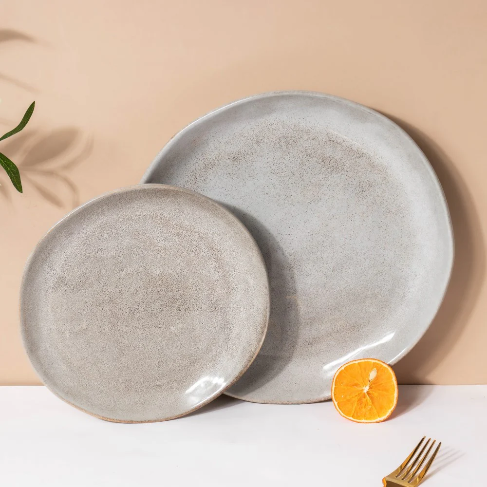 Rustic Handmade Ceramic Snack Plate Grey 8 Inch - Image 9