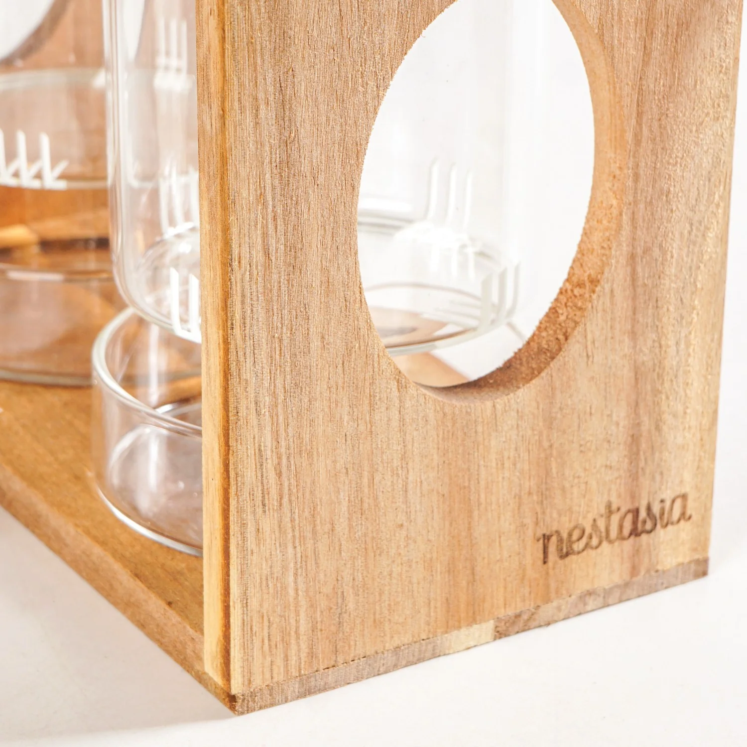 Rustic Wooden Cutlery Stand With Glass Holders - Image 7