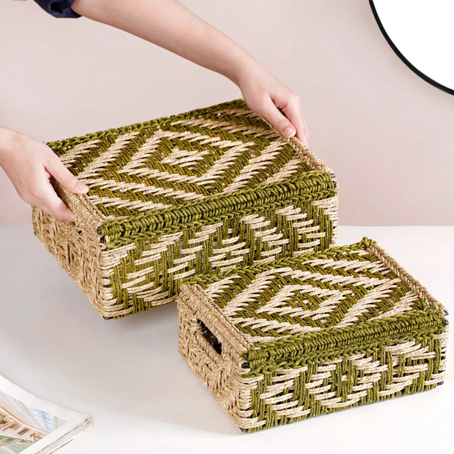 Sabai Storage Organiser With Top Cover Set Of 2 Green - Image 3