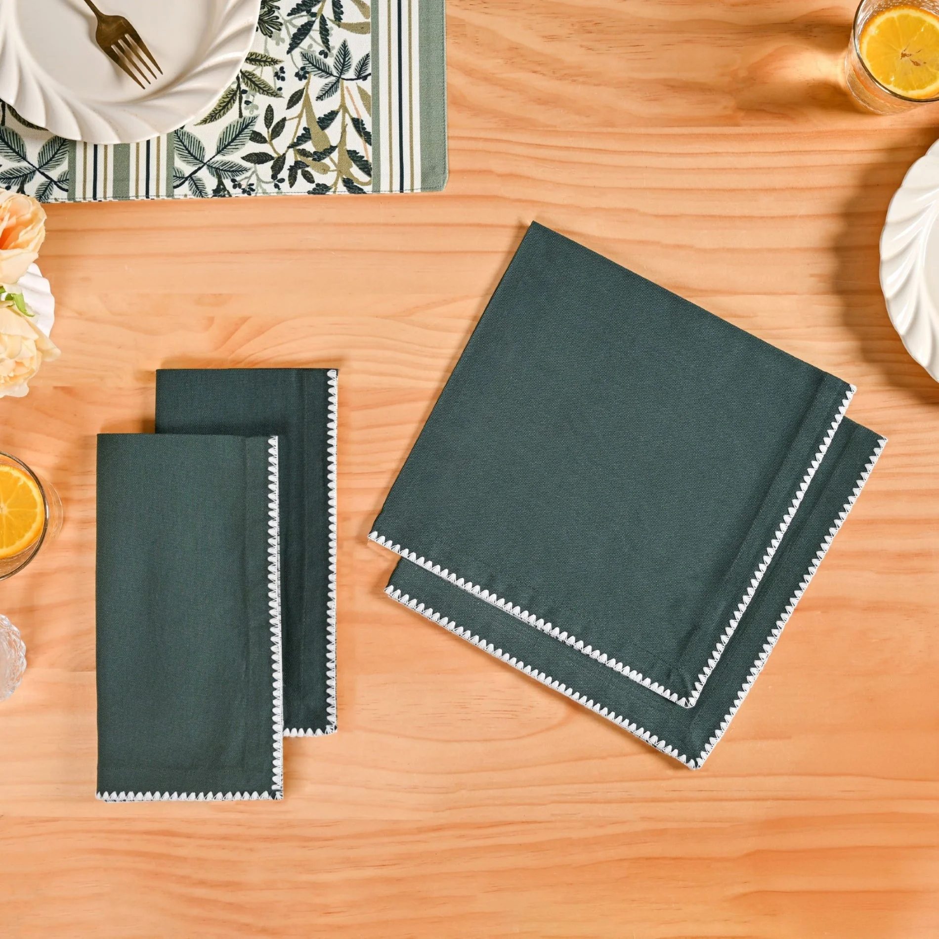 Sacramento Green Water Resistant Cotton Napkin Set Of 4