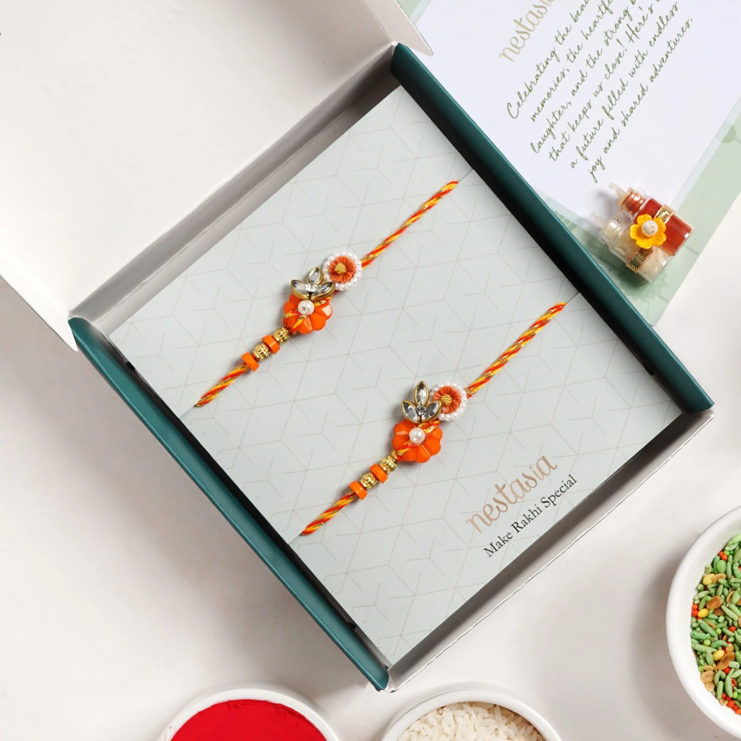 Saffron Petal Rakhi Gift Set - Image 5