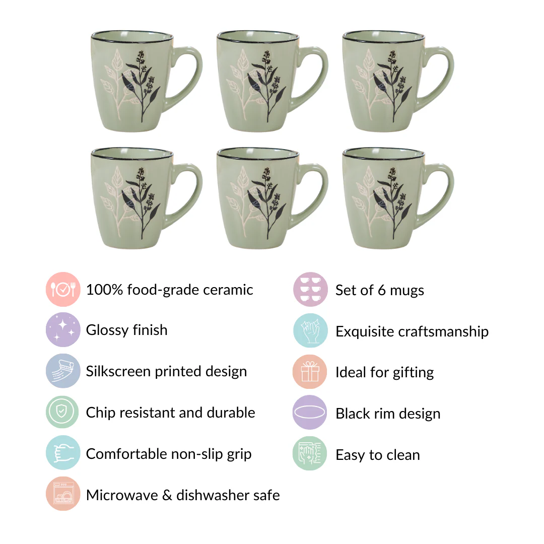 Sage Green Hygge Coffee Mug Set of 6 250ml - Image 5