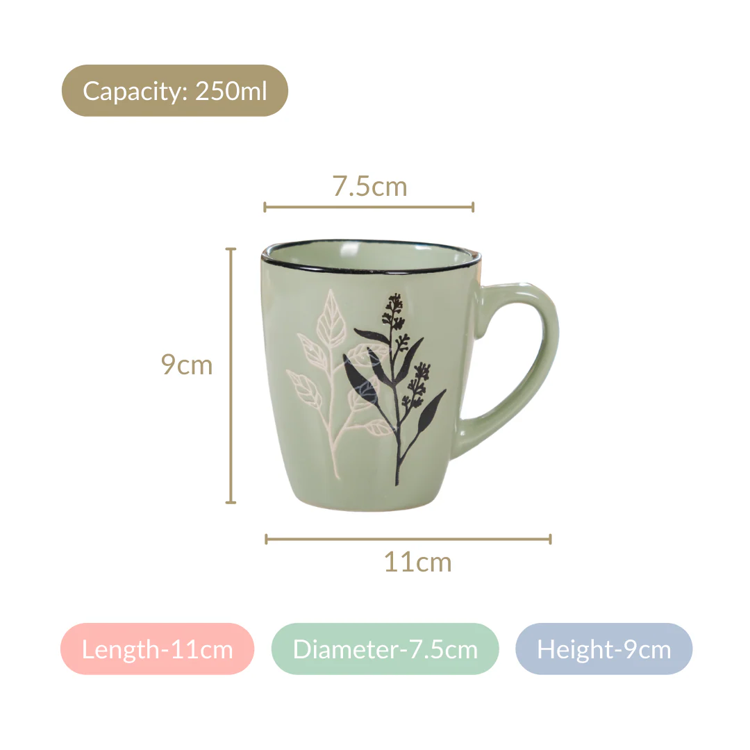 Sage Green Hygge Coffee Mug Set of 6 250ml - Image 6