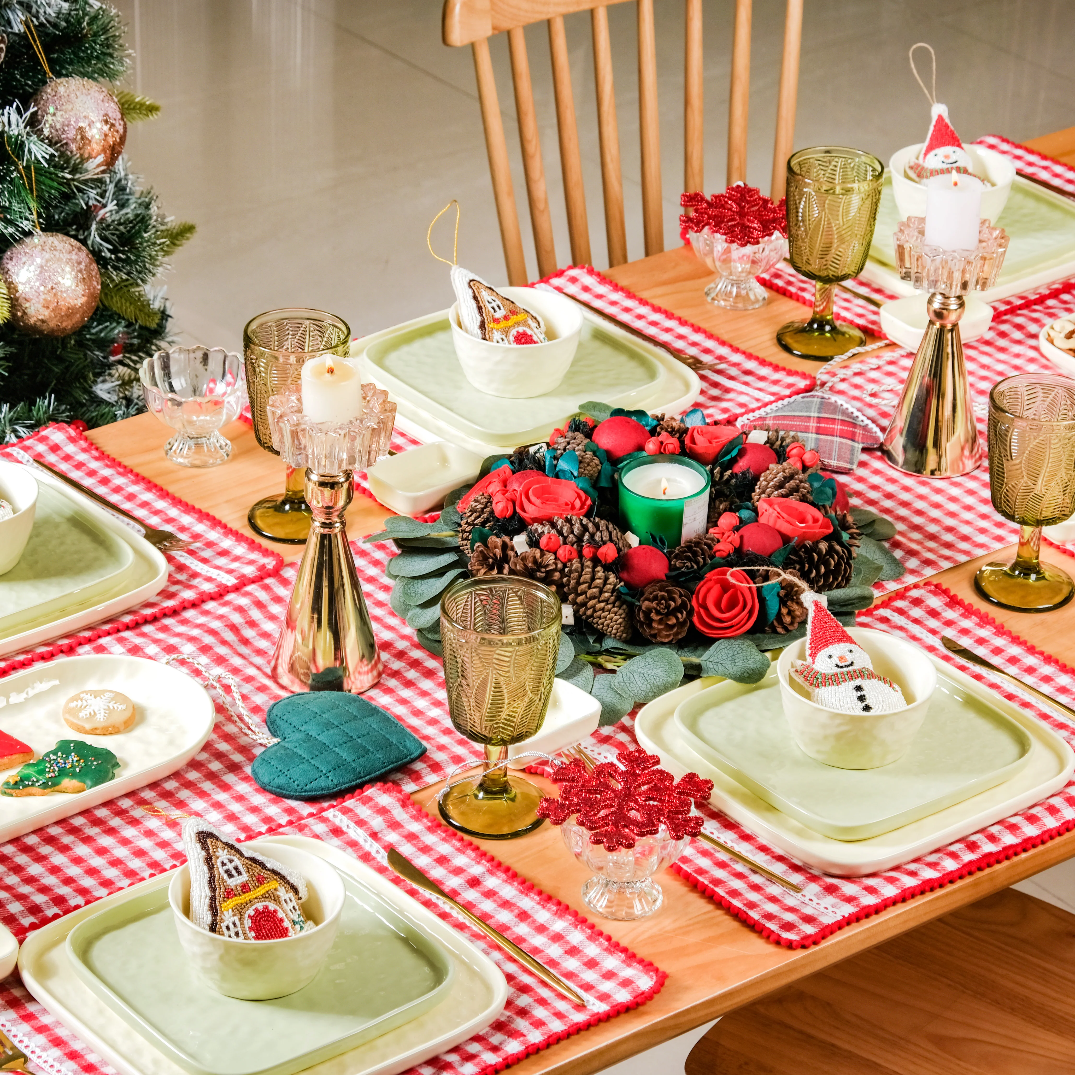 Sage Green Textured 27-Piece Dinner Set For 6 - Image 2