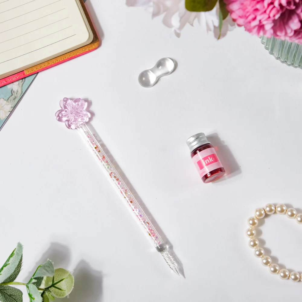 Sakura Glass Calligraphy Pen With Ink Bottle - Image 3