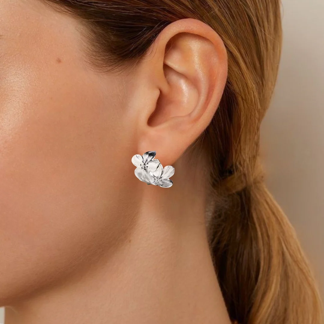 Sakura Hana Silver Hoop Earrings - Image 2