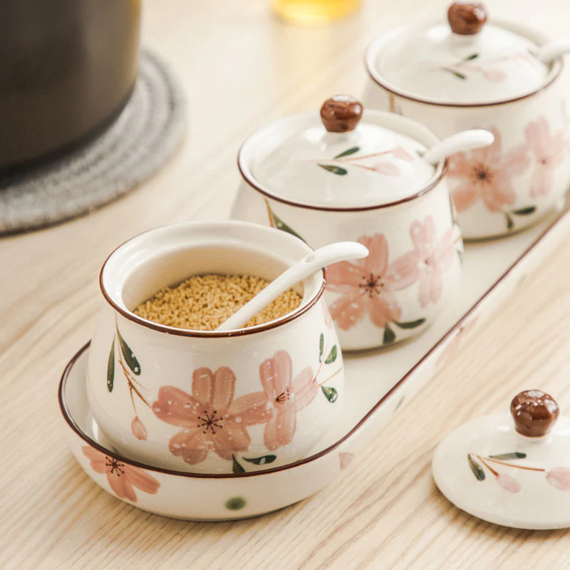 Sakura Spice Jar Set with Tray - Image 2