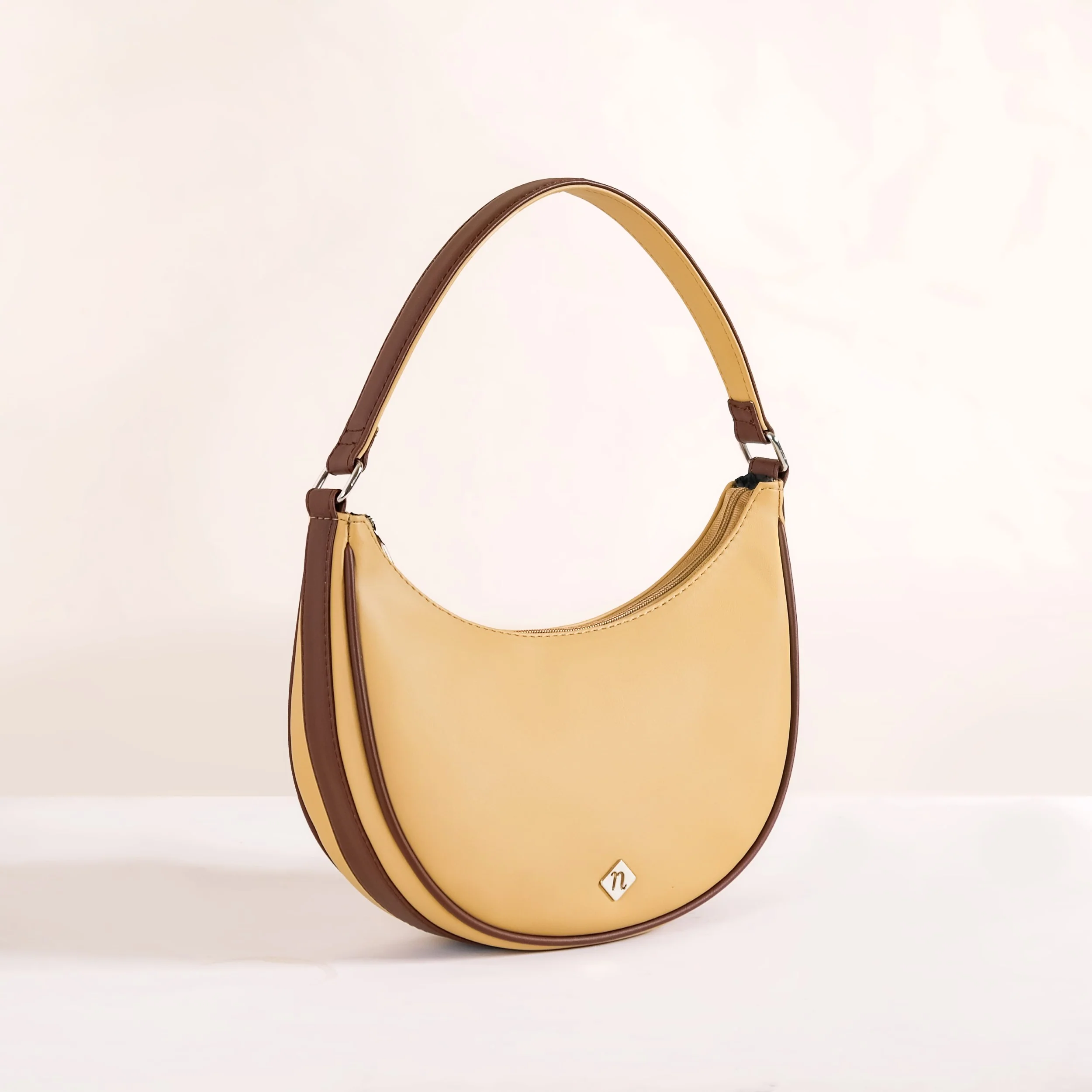 Sandy Beige Half Moon Shoulder Bag - Image 10