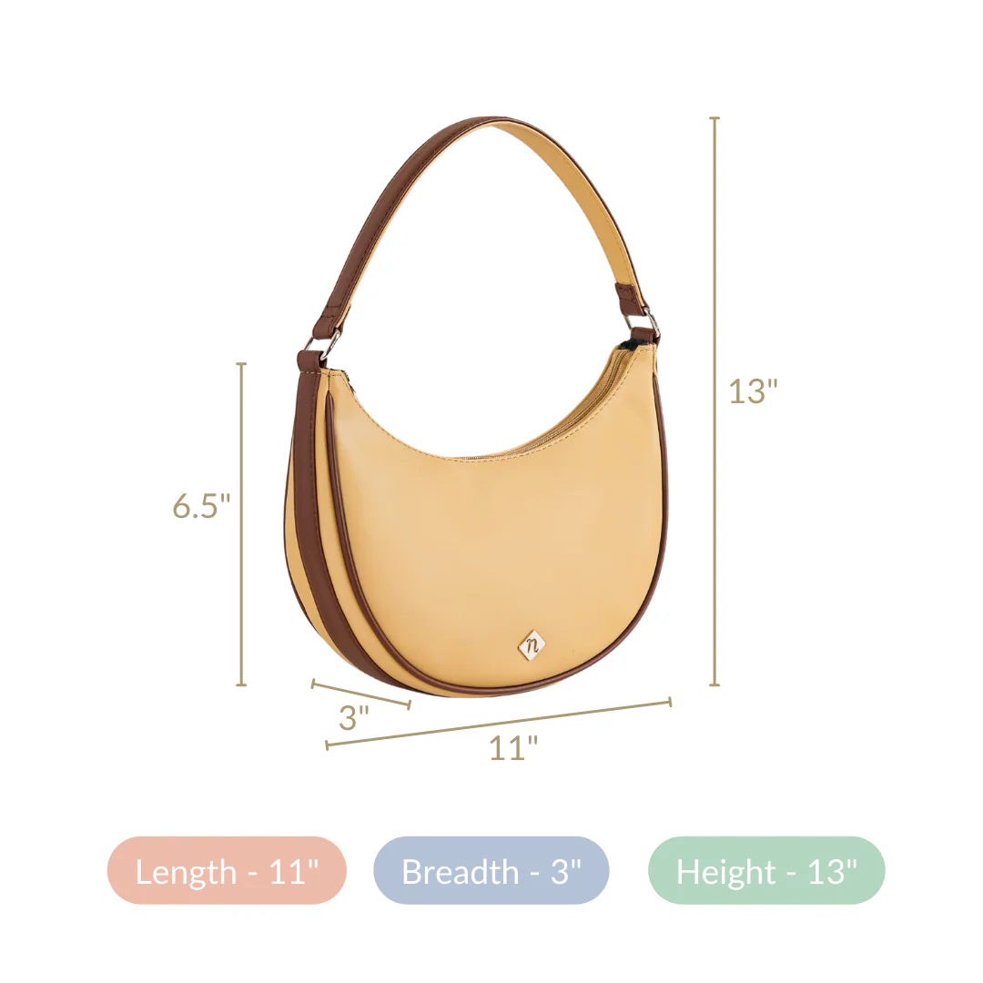 Sandy Beige Half Moon Shoulder Bag - Image 5