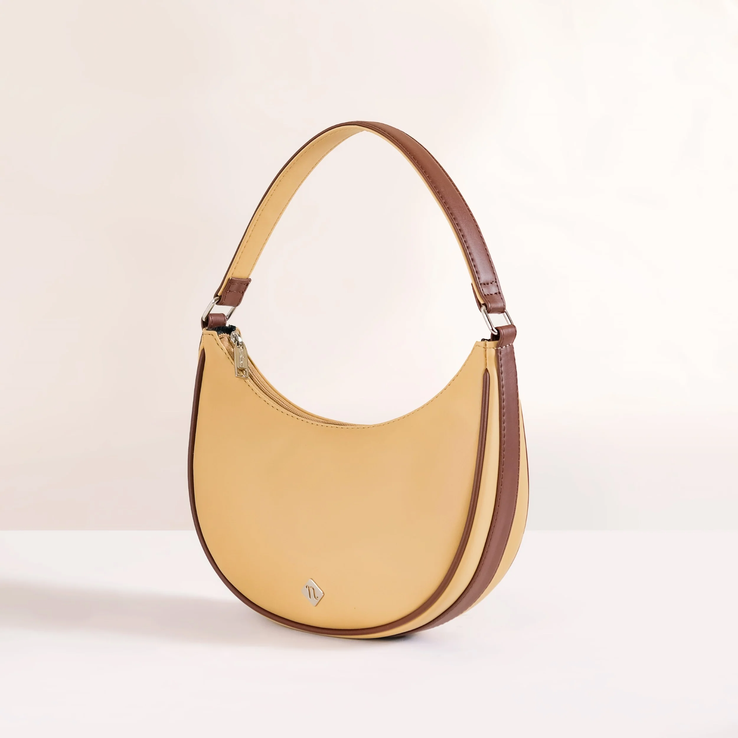 Sandy Beige Half Moon Shoulder Bag - Image 6