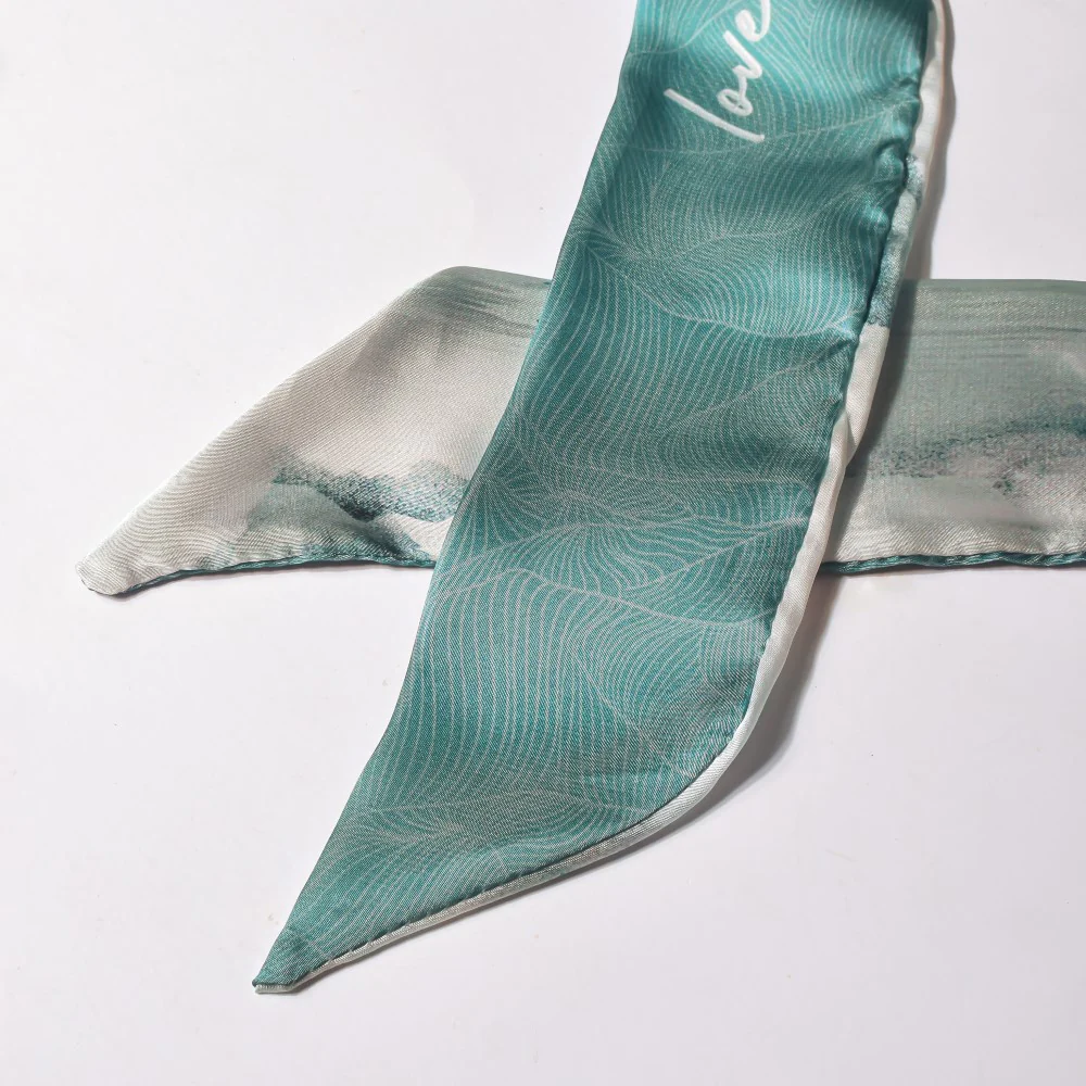 Satin Skinny Scarf Blue And Multicolour Set of 2 38 Inch - Image 10