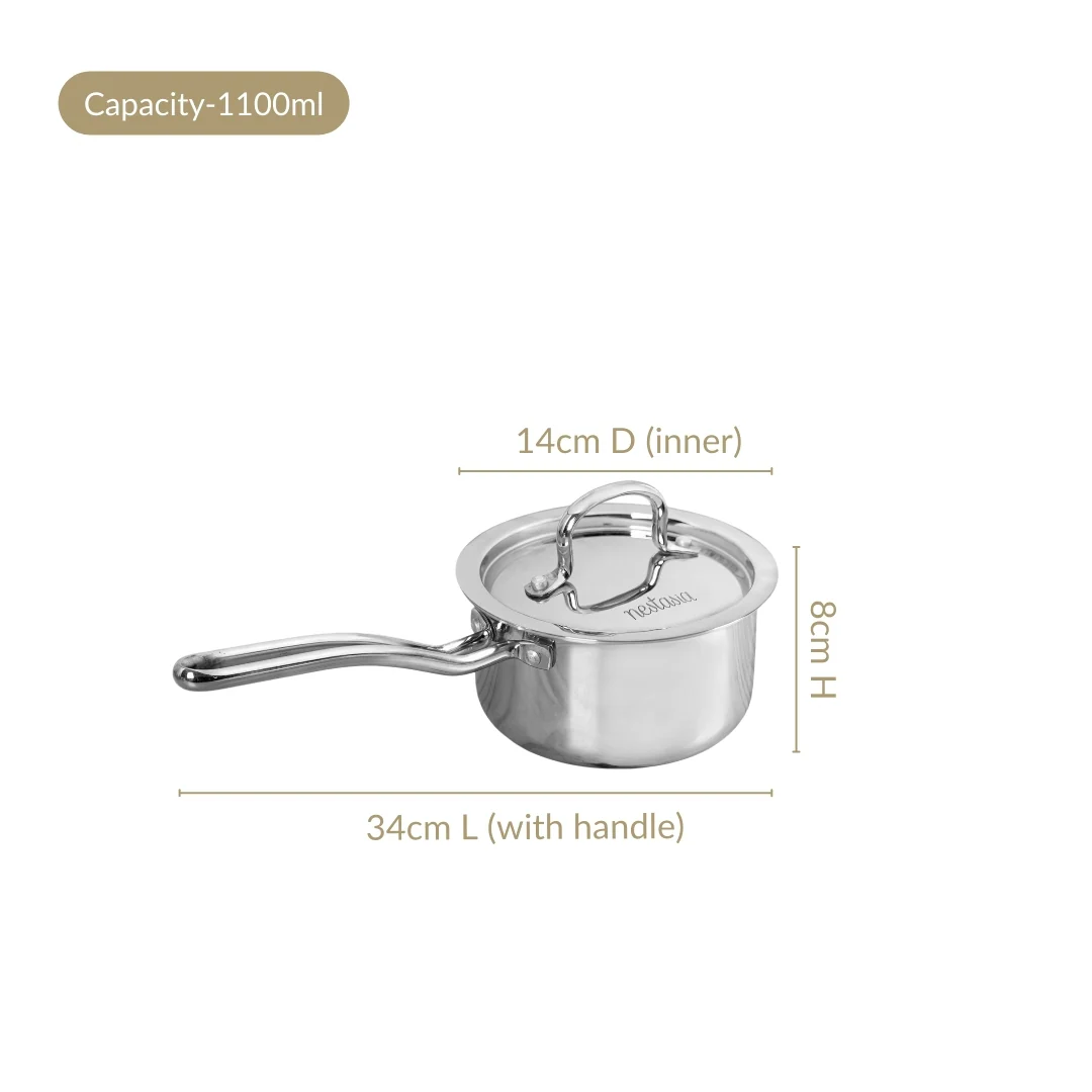 Saucepan Tri Ply Stainless Steel 1100ml - Image 4