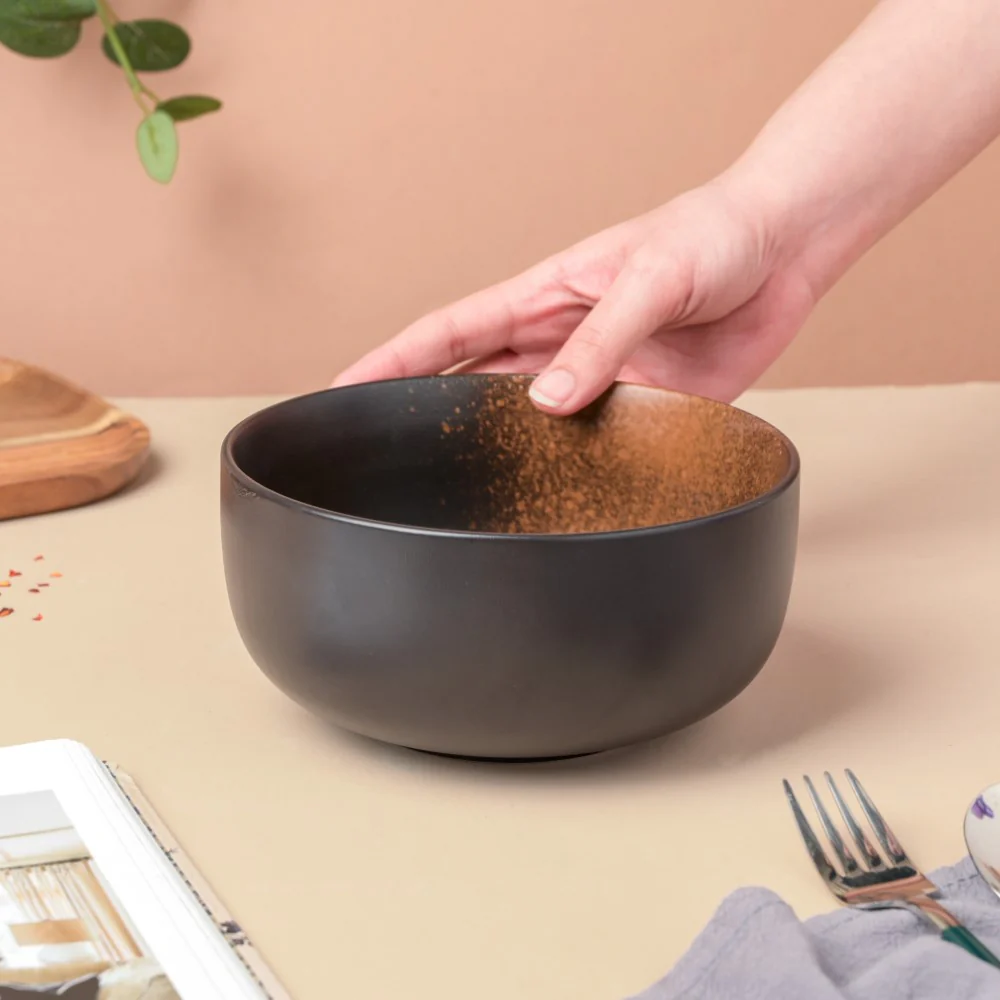 Savanna Stoneware Curry Bowl Black Brown 500 ml - Image 3
