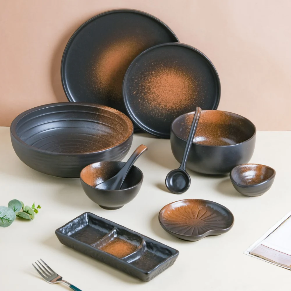 Savanna Stoneware Snack Bowl Black Brown 200ml - Image 7