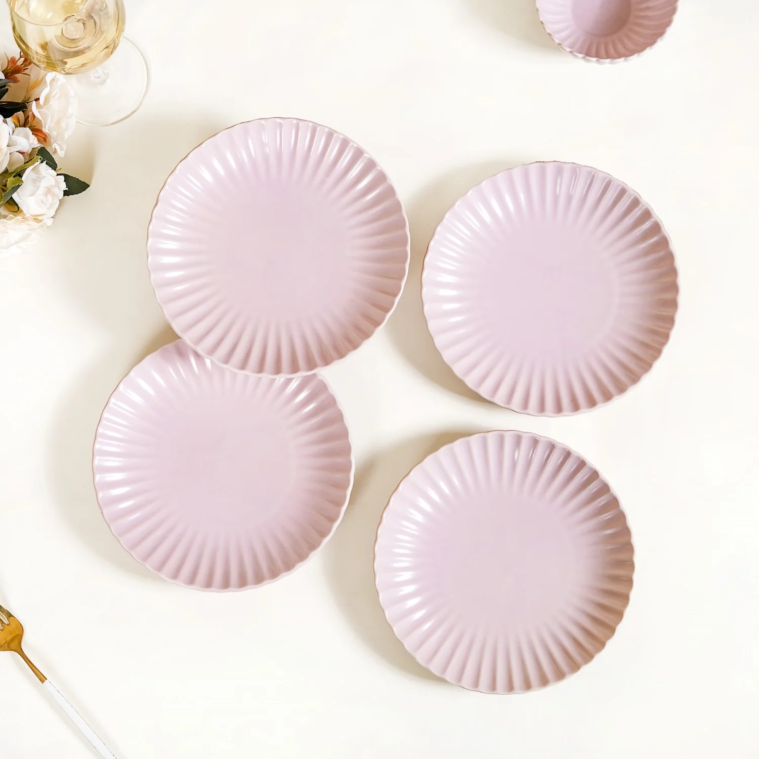 Scallop Lilac Snack Plates Set Of 4 8 Inch