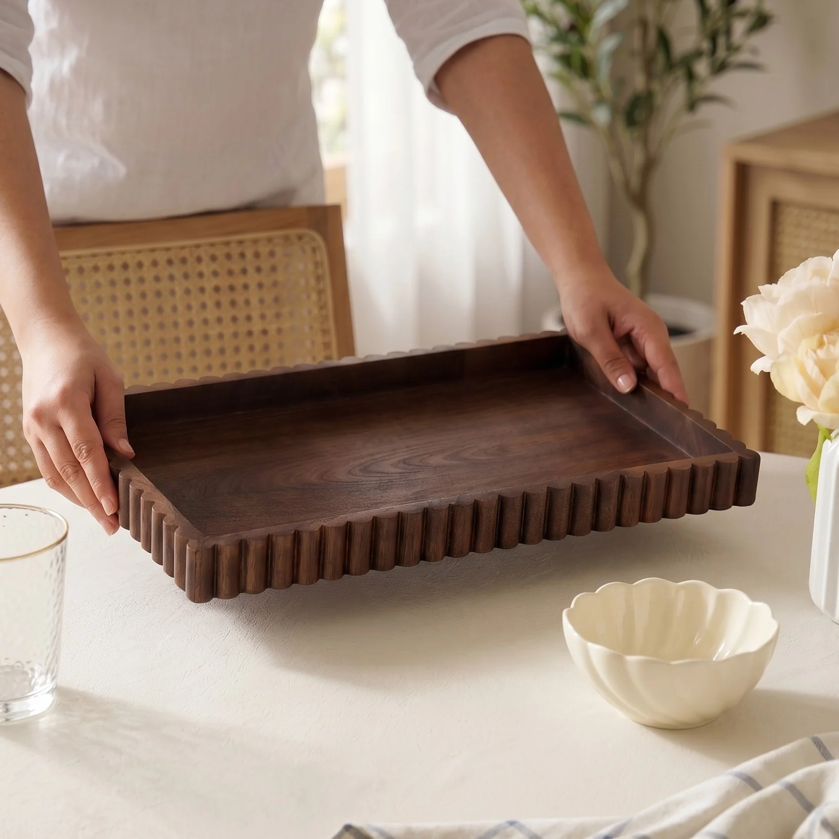 Scallop Rim Nero Platter Rectangle 41x25cm - Image 2