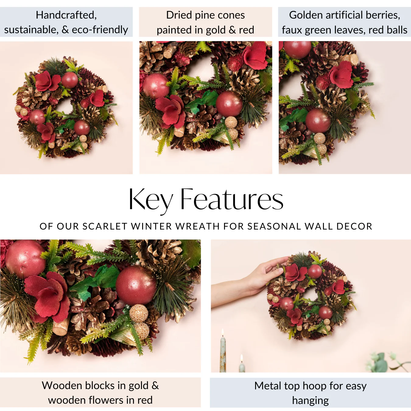 Scarlet Winter Wreath For Seasonal Wall Decor - Image 5