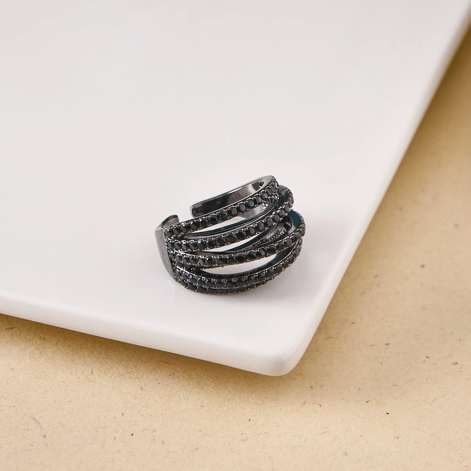 Sculpted Layers Oxidised Silver Ring - Image 5
