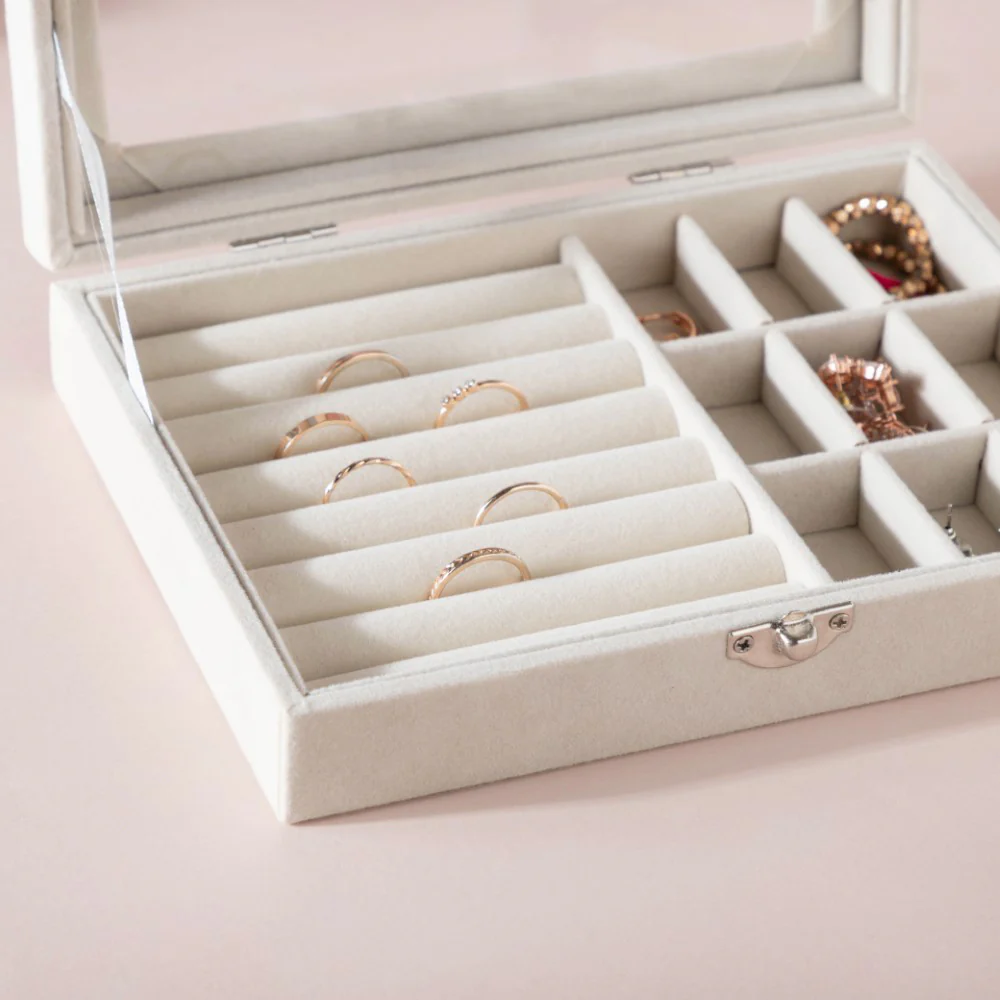 Sectioned Jewellery Box Cream - Image 7