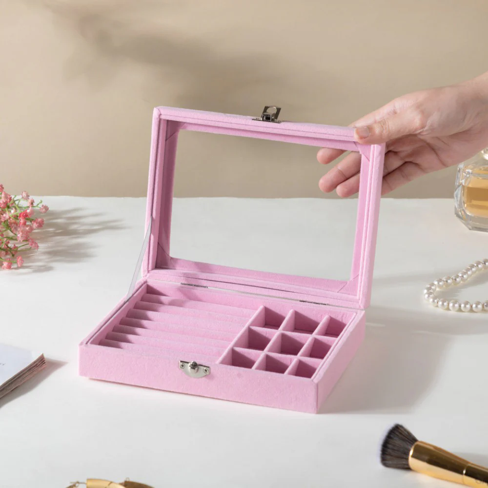 Sectioned Jewellery Box Pink - Image 2