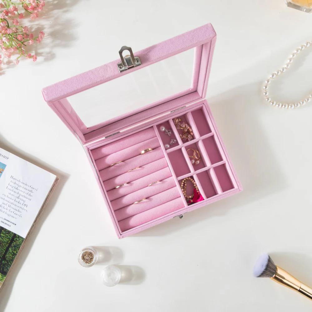 Sectioned Jewellery Box Pink - Image 4