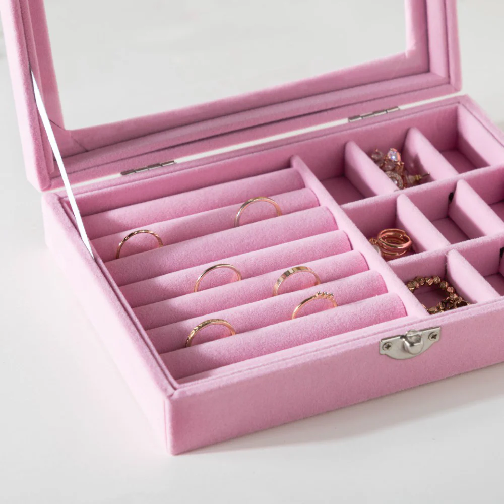 Sectioned Jewellery Box Pink - Image 7