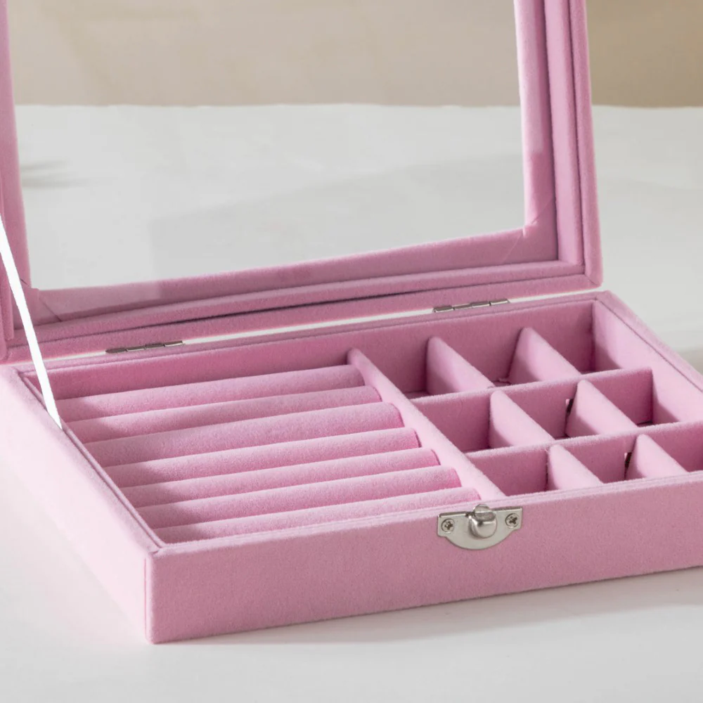 Sectioned Jewellery Box Pink - Image 9