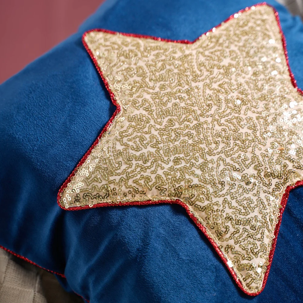 Sequin Star Velvet Cushion Cover 16 X 16 Inch - Image 6