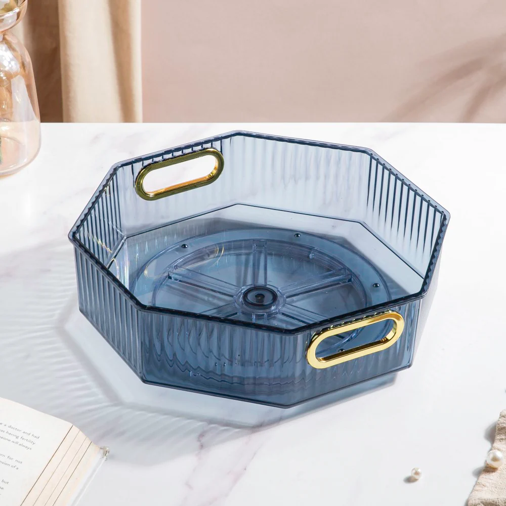 Serafina Octagon Rotating Tray Blue 10 Inch