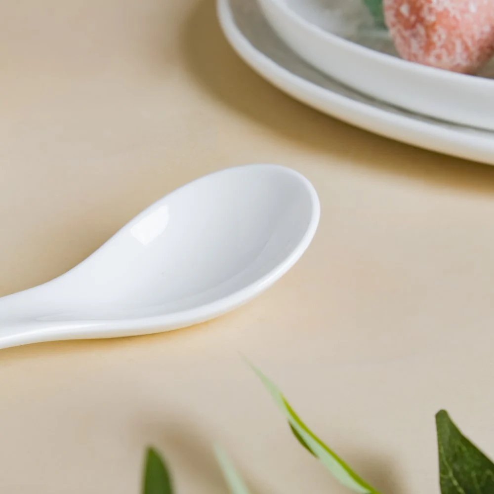 Serena Ceramic Soup Spoon White - Image 7