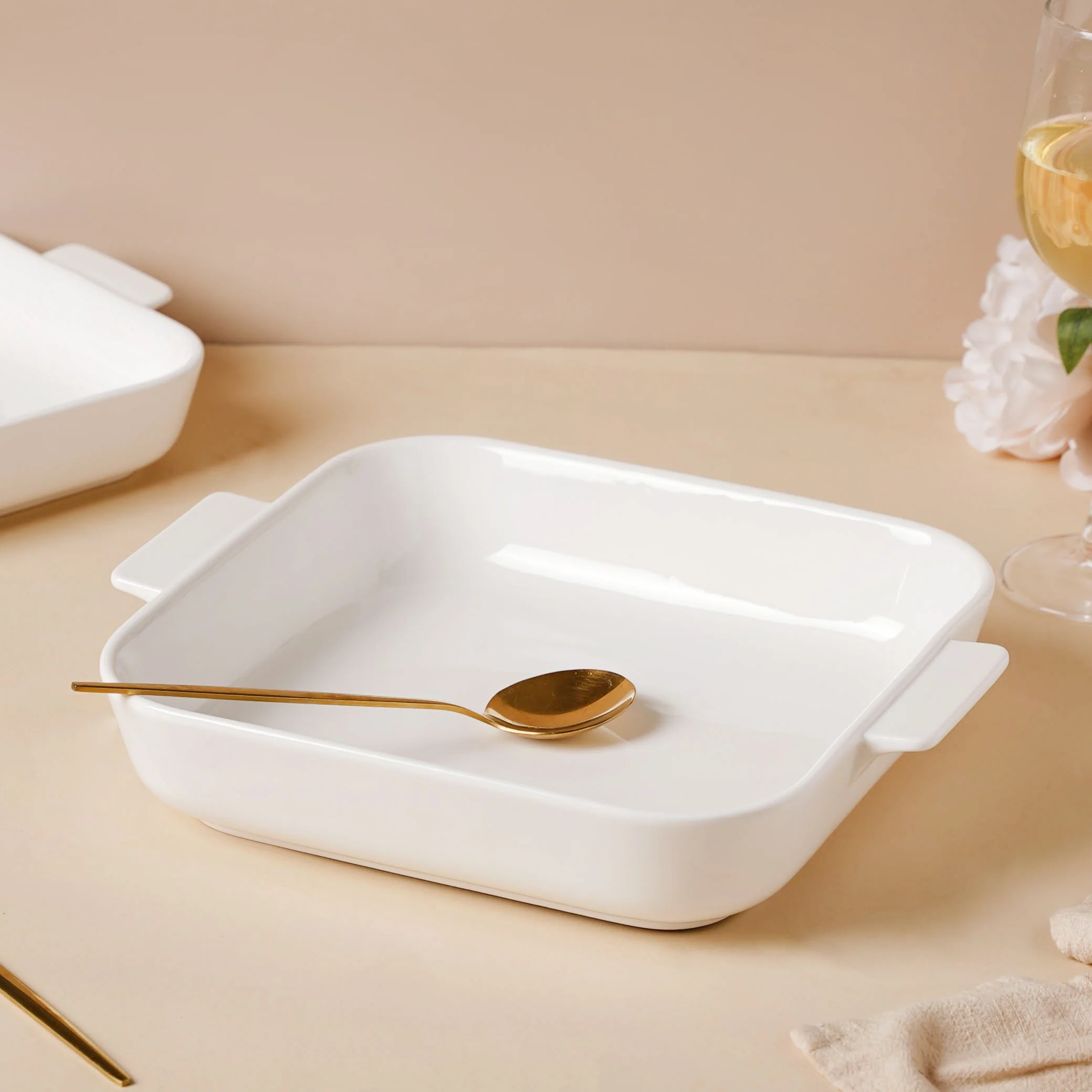 Serena Lily White Ceramic Baking Plate Large