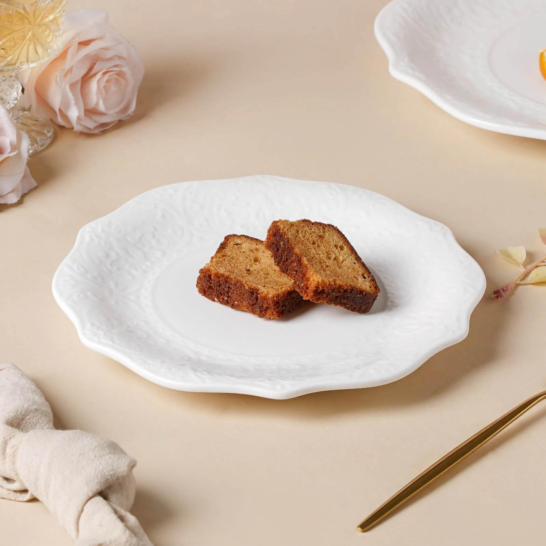Serena Pearly White Snack Plate 8.5 Inch