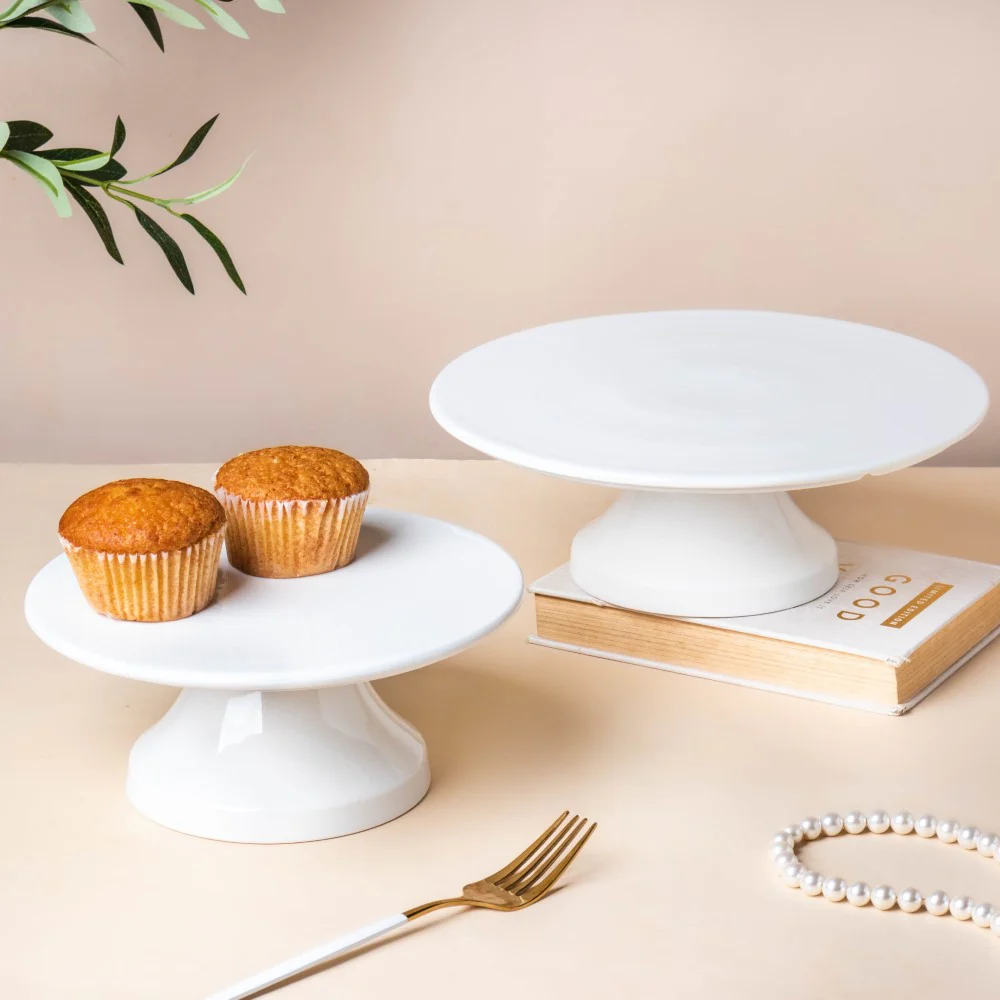 Serena Round Cake Stand 8 Inch Plate Small White - Image 6