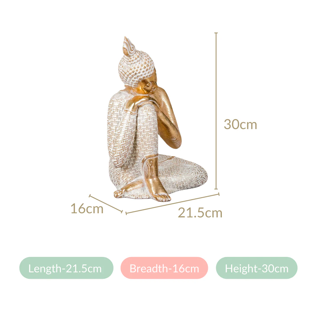 Serene Buddha Idol Showpiece For Home Decor Gold 12 Inch - Image 5