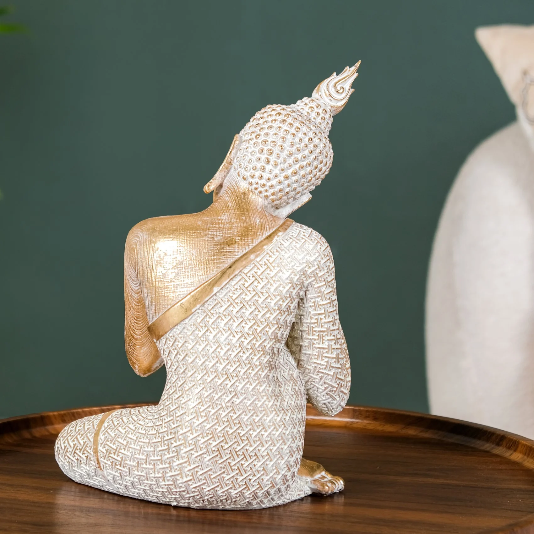Serene Buddha Idol Showpiece For Home Decor Gold 12 Inch - Image 7
