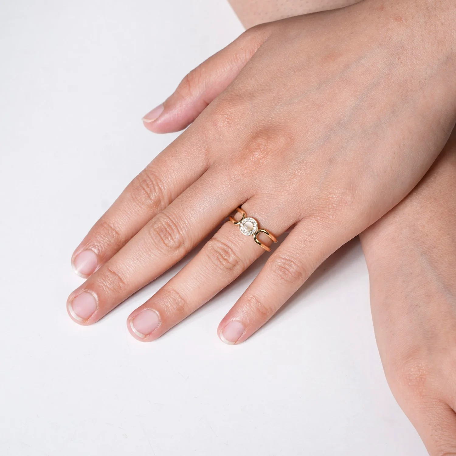 Serene Studded Gold Statement Ring - Image 2