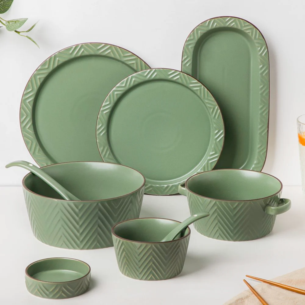 Serenity Green 36 Piece Dinner Set For 6 - Image 2