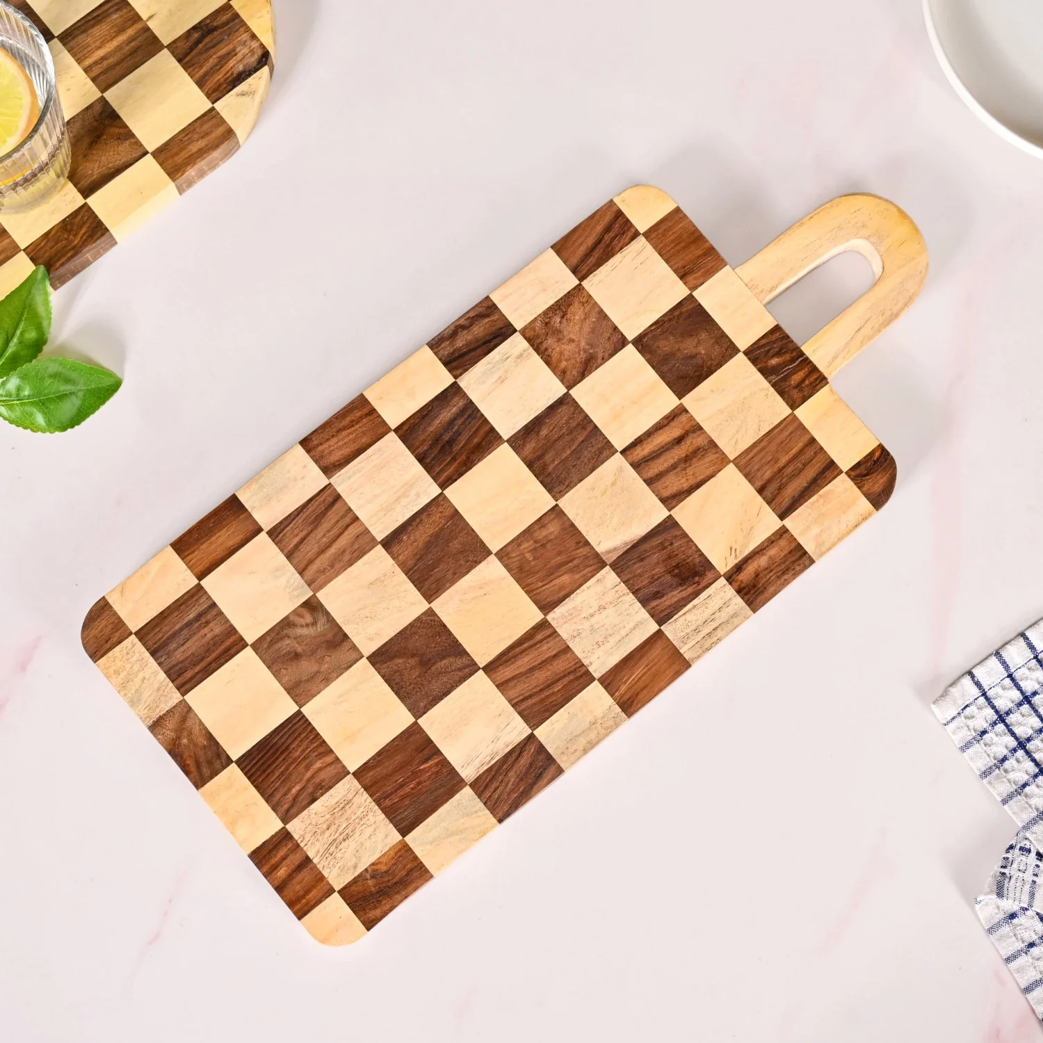 Serve And Slice Rectangle Checkered Atelier Board 45x21cm - Image 8