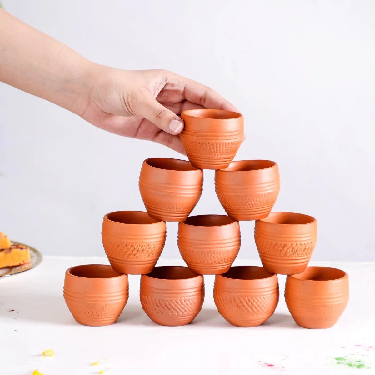Set Of 10 Sustainable Terracotta Tea Cups 80ml - Image 2