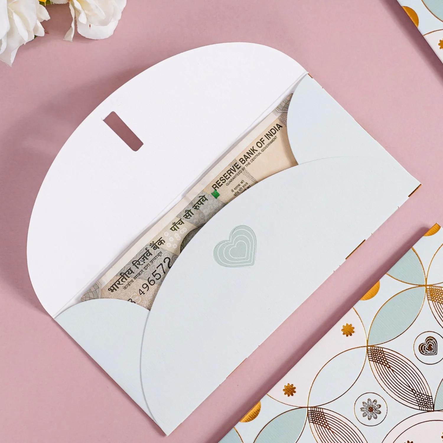 Set Of 12 Light Blue Premium Paper Envelope For Gifting Money - Image 3